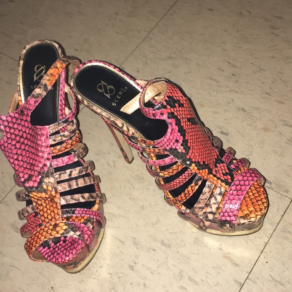 Multi Color Snake Skin Heels (Never Been Worn )